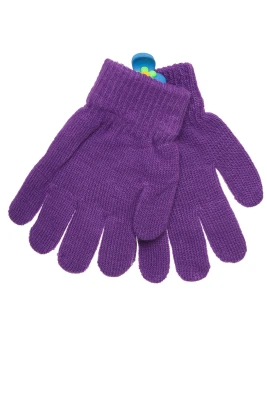 Рукавички для дівчинки однотонні в'язка фіолетові