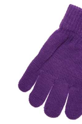 Рукавички для дівчинки однотонні в'язка фіолетові