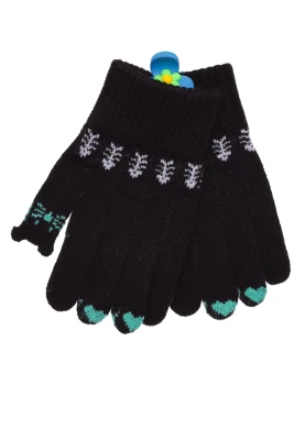 Рукавички в'язка із серцями чорні