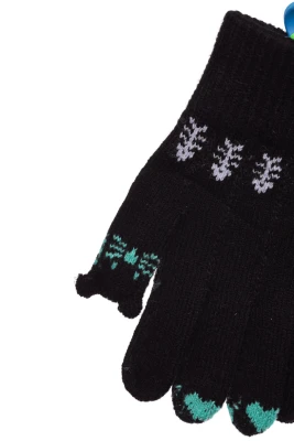 Рукавички в'язка із серцями чорні