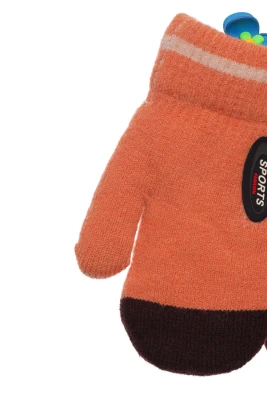 Перчатки для хлопчика в'язка на траві Sports морквяні