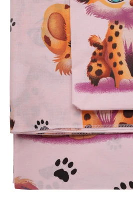 Постільна білизна для дівчинки бавовна з Левенем 135*100 см світло-рожева