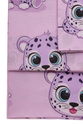 Постільна білизна для дівчинки бавовна з тигреням 135*100 см фіолетова