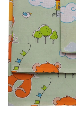 Постільна білизна бавовна ведмедик на літачку 135*100 см світло-зелена