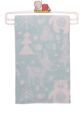 Ковдра байкова зі звірятками бірюзова 100*140