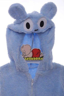 Жилетка трава для хлопчика з капюшоном Зайчик блакитний