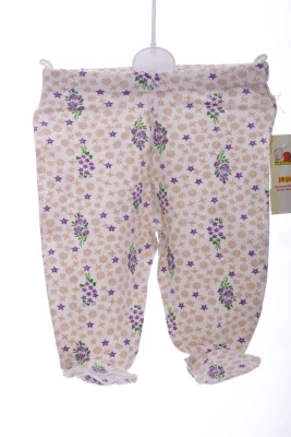 Повзунки трикотажні для дівчинки в квіточку бежеві
