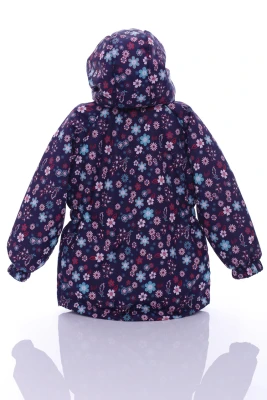 Куртка для дівчинки на трикотажі Babykroha у квіточку темно синя