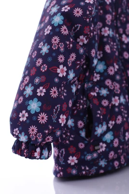 Куртка для дівчинки на трикотажі Babykroha у квіточку темно синя