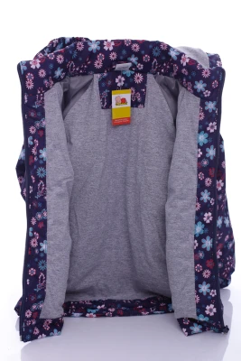 Куртка для дівчинки на трикотажі Babykroha у квіточку темно синя