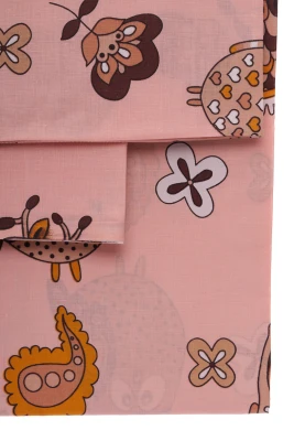 Постільна білизна для дівчинки бавовна з совами тьмяно-рожева 135*100см