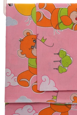 Постільна білизна для дівчинки бавовна з ведмедиком з кульками рожева 135*100см