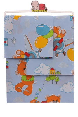 Постільна білизна для хлопчика бавовна ведмедик з кульками блакитна 135*100см