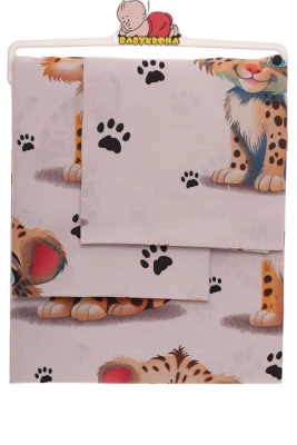 Постільна бавовна з тигреням бежева 135*100см