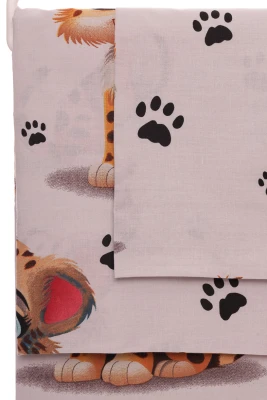 Постільна бавовна з тигреням бежева 135*100см