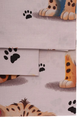 Постільна бавовна з тигреням бежева 135*100см