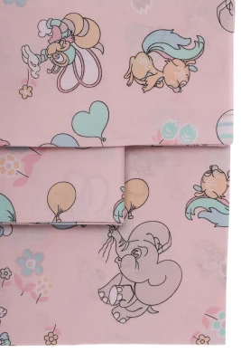 Постільна білизна для дівчинки бавовна звірята з кульками світло-рожева 135*100см