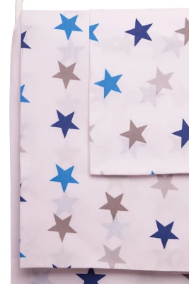 Постільна білизна бавовна в синьо-сіру зірочку 130*100 біла