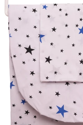 Постільна білизна для хлопчика бавовна на гумці з дрібними зірочками 130*100 біла