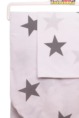 Постільна бавовна на гумці із зірками 130*100 біла
