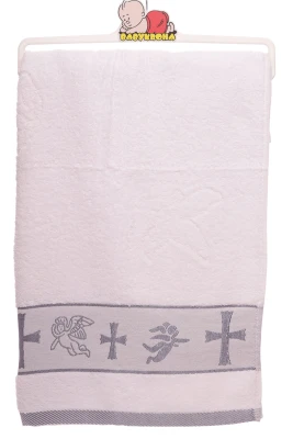 Крижма Ангел і хрестик зі сріблом 135*70 см біла