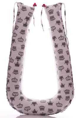 Кокон-гніздо + ортопедична подушка з коронами 85*50*12 см білий