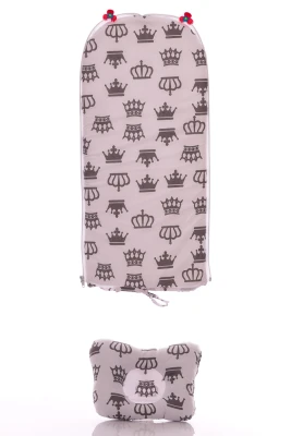 Кокон-гніздо + ортопедична подушка з коронами 85*50*12 см білий