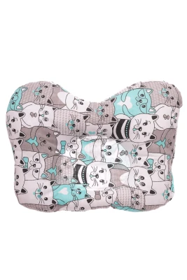 Подушка хлопковая для мальчика с котами 30*23 см серая