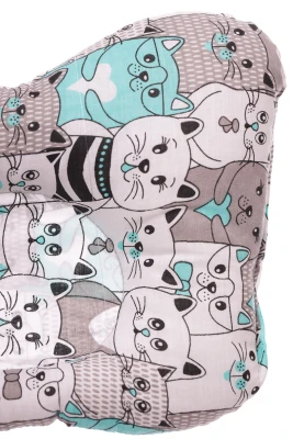 Подушка хлопковая для мальчика с котами 30*23 см серая