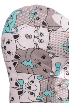 Подушка хлопковая для мальчика с котами 30*23 см серая