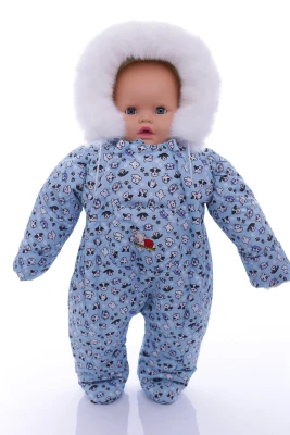 Чоловічок на хутрі для хлопчика Babykroha з принтом Тварин блакитний