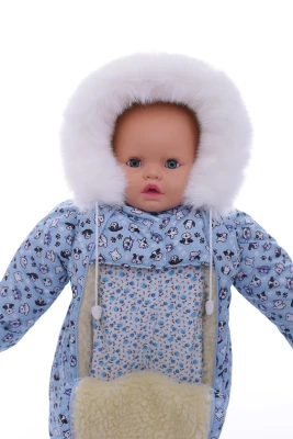 Чоловічок на хутрі для хлопчика Babykroha з принтом Тварин блакитний