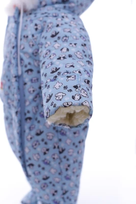 Чоловічок на хутрі для хлопчика Babykroha з принтом Тварин блакитний